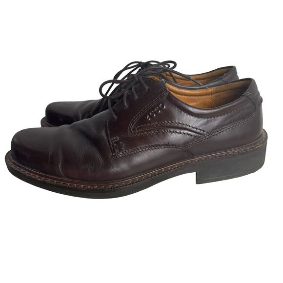 ECCO Men's Oxfords Round Toe Dark Brown Dress Shoes 33154 Career Business Sz 42 - Picture 1 of 15
